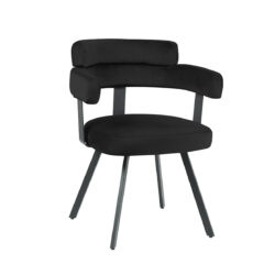 LABEL51 Eetkamerstoel Bardio - Zwart - Fluweel - Black Frame