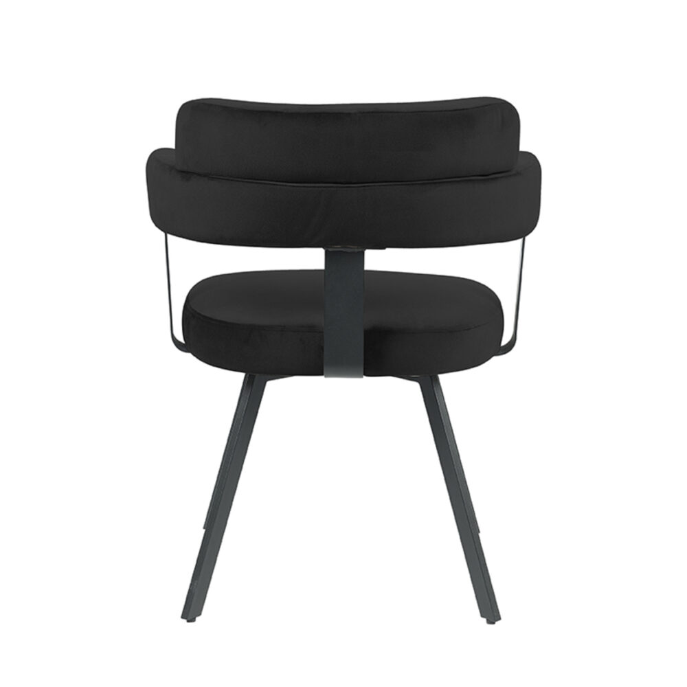 LABEL51 Eetkamerstoel Bardio - Zwart - Fluweel - Black Frame