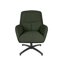 Houten bureaustoel met groen stoffen bekleding en ergonomisch ontwerp, perfect voor kantoor of thuiswerk. Duurzaam en stijlvol, verkrijgbaar bij Mokana Meubelen voor een comfortabele werkplek.