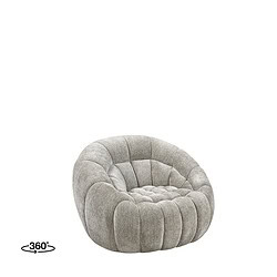 Luxueuze, comfortabele rondzetel in zacht grijs stoffering, perfect voor modern interieur en ontspanning. Geschikt voor woonkamer of loungehoek, design en kwaliteit van Mokana Meubelen.