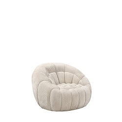 Luxueuze beige loungestoel met ronde, tufted kussens en comfortabele uitstraling, perfect voor modern interieur en relaxen.