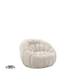 Comfortabele lounge chair in zacht beige velvet met een modern, rond ontwerp en gepofte naden voor een luxe uitstraling. Perfect voor woonkamer of relaxruimte, maat 100x80 cm.