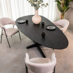 LABEL51 Eetkamertafel Rosie - Zwart - Mangohout - 180x100 cm