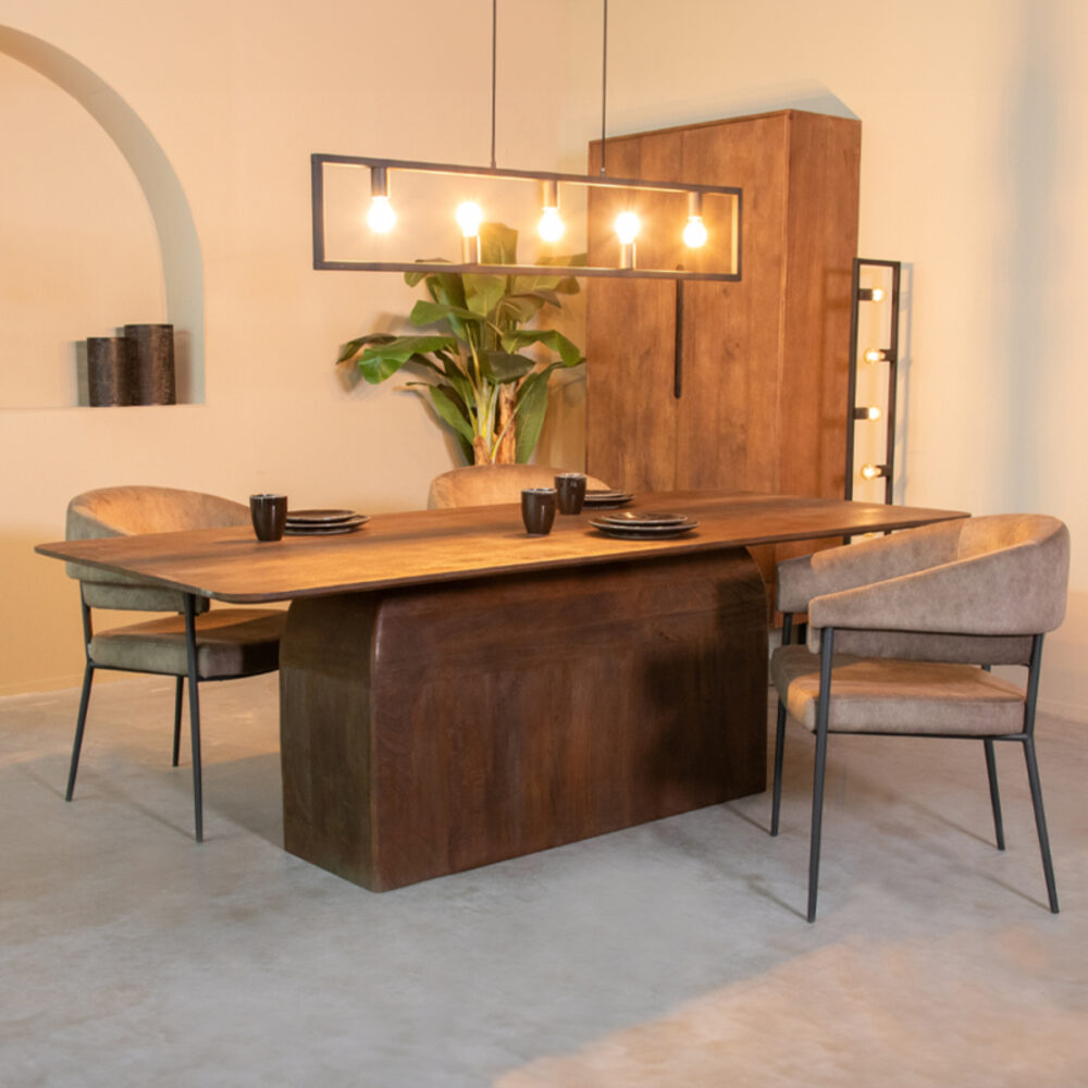 LABEL51 Eetkamertafel Owen - Espresso - Mangohout - 200x100 cm