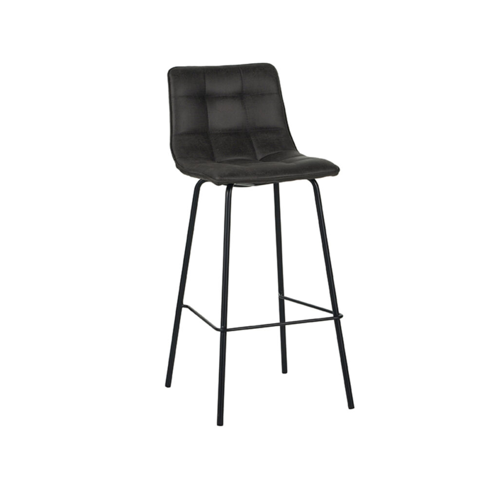 LABEL51 Barkruk Bistro - Antraciet - Micro Suede - Zithoogte 78