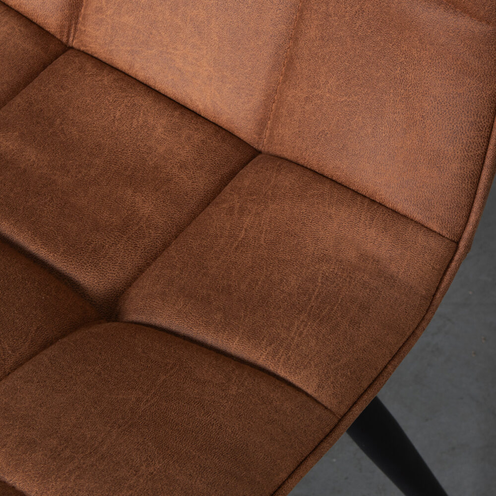LABEL51 Eetkamerstoel Bistro - Cognac - Micro Suede - Black Frame