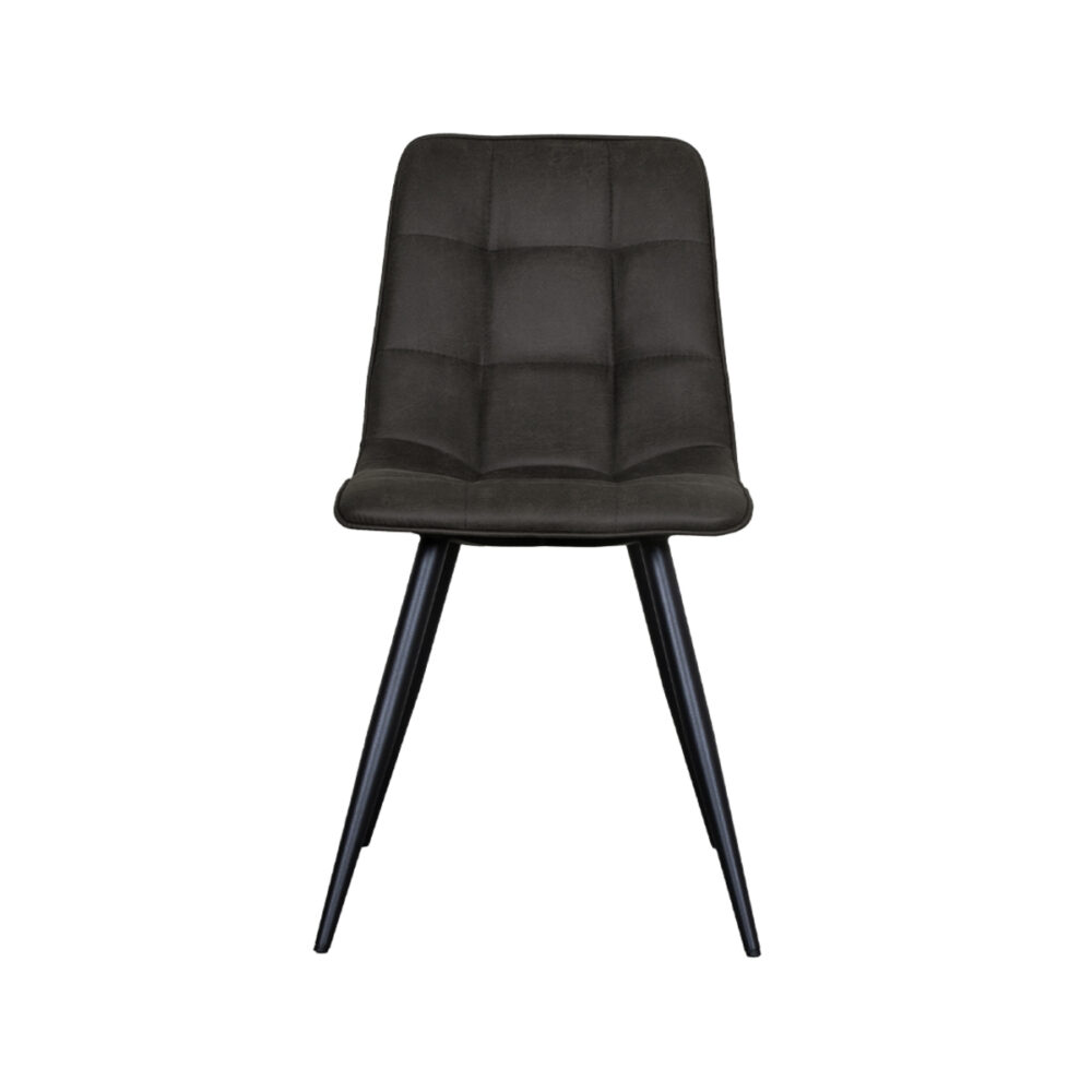 LABEL51 Eetkamerstoel Bistro - Antraciet - Micro Suede - Black Frame