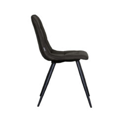 LABEL51 Eetkamerstoel Bistro - Antraciet - Micro Suede - Black Frame