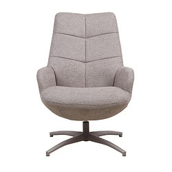 Luxe relaxfauteuil in lichtgrijze stof, ergonomisch ontwerp, draaibaar onderstel, perfect voor modern interieur.