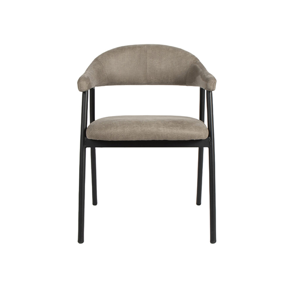 LABEL51 Eetkamerstoel Amaze - Taupe - Micro Suede - Black Frame