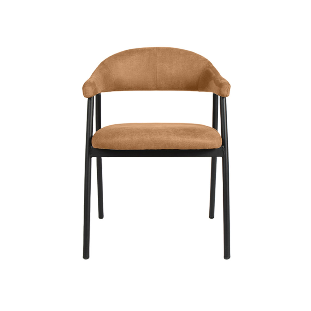 LABEL51 Eetkamerstoel Amaze - Cognac - Micro Suede - Black Frame