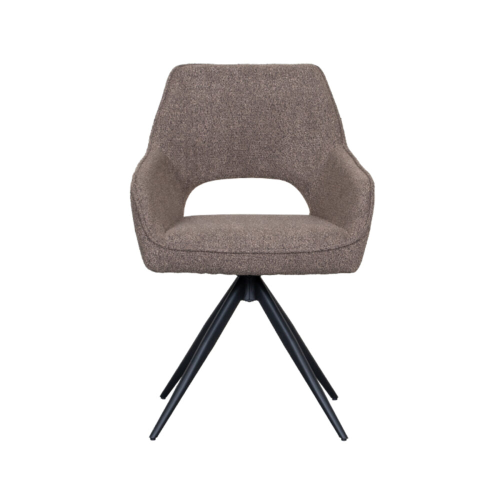 LABEL51 Eetkamerstoel Finley - Bruin - Boucle - Black Frame