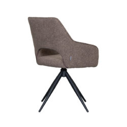 LABEL51 Eetkamerstoel Finley - Bruin - Boucle - Black Frame