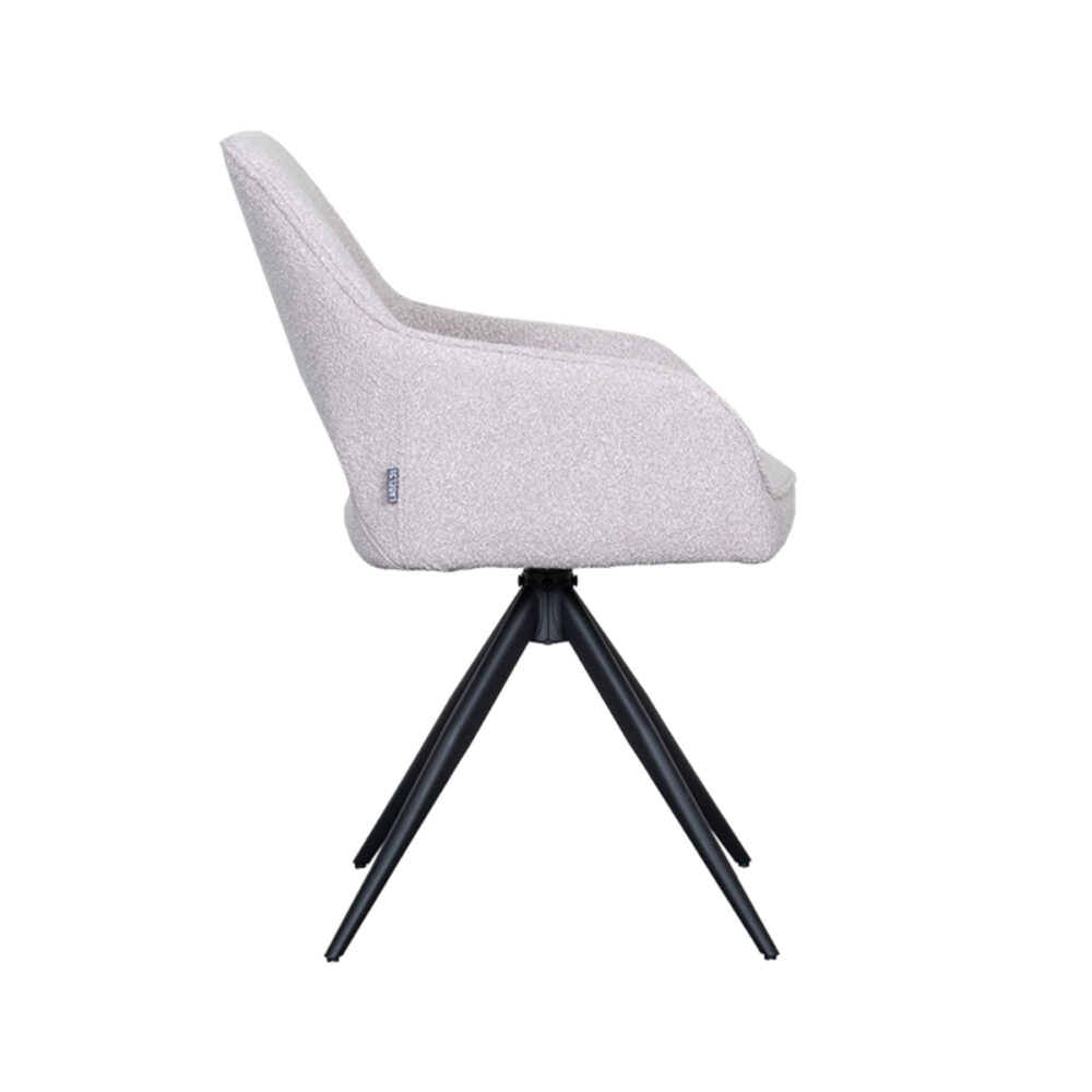 LABEL51 Eetkamerstoel Finley - Naturel - Boucle - Black Frame