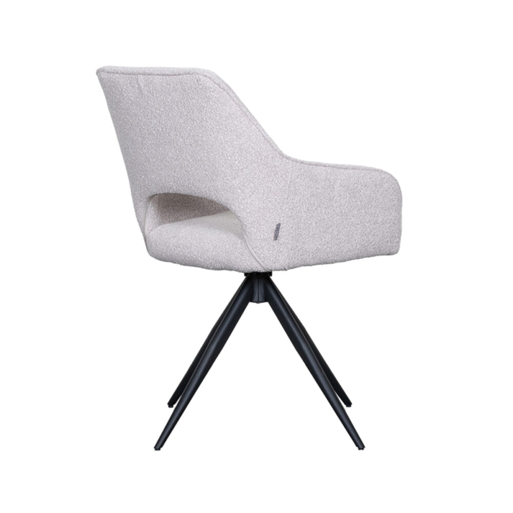 LABEL51 Eetkamerstoel Finley - Naturel - Boucle - Black Frame