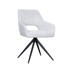LABEL51 Eetkamerstoel Finley - Wit - Boucle - Black Frame