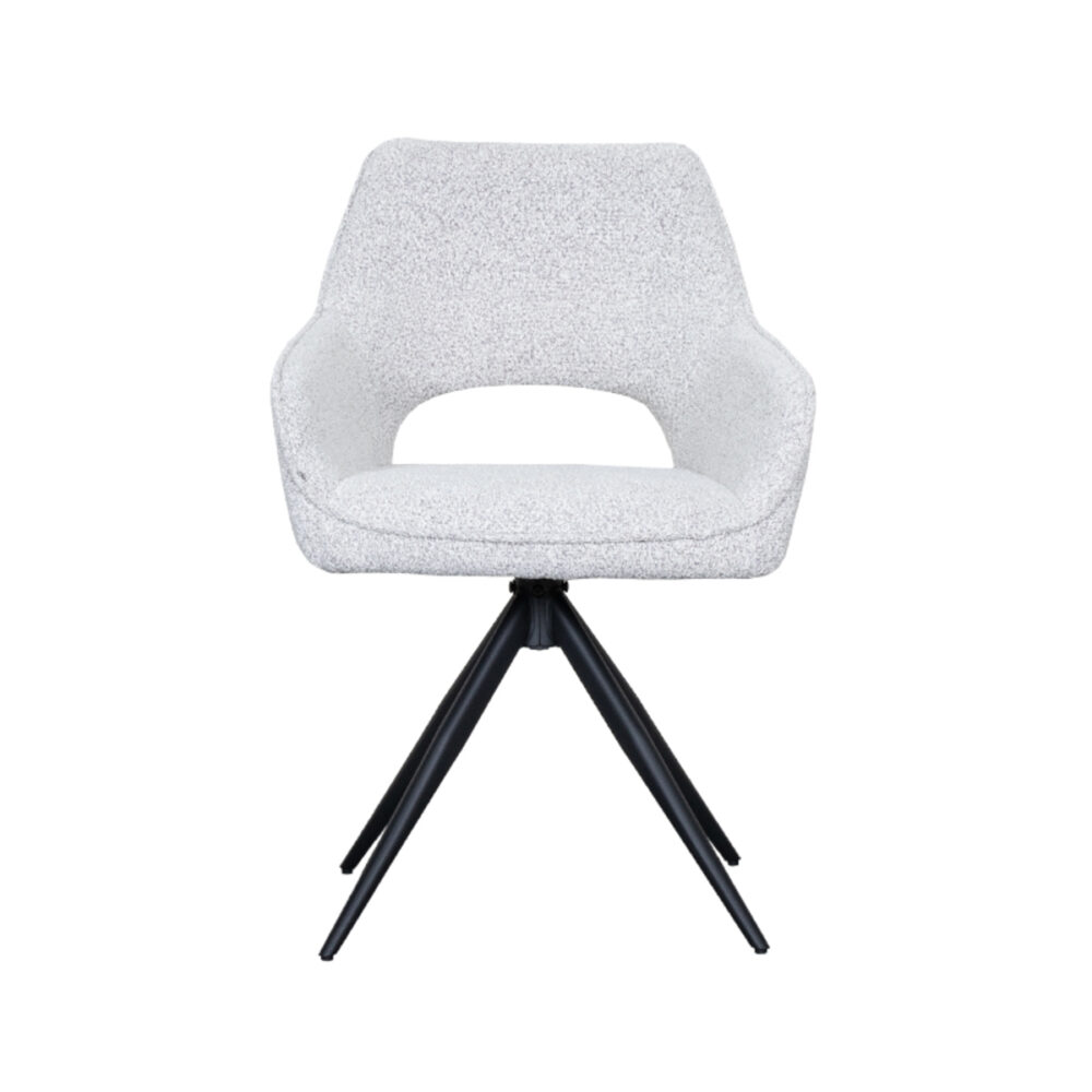 LABEL51 Eetkamerstoel Finley - Wit - Boucle - Black Frame