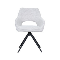 LABEL51 Eetkamerstoel Finley - Wit - Boucle - Black Frame