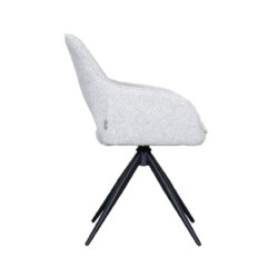 LABEL51 Eetkamerstoel Finley - Wit - Boucle - Black Frame