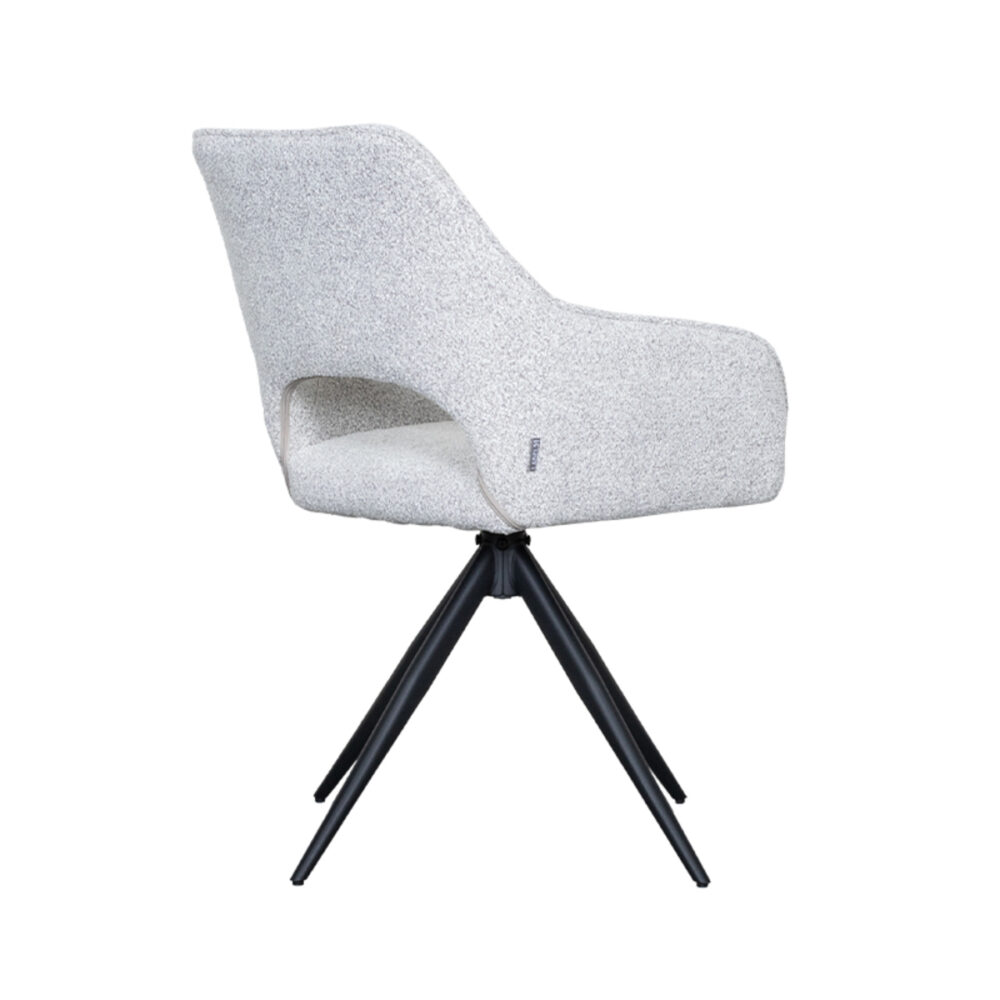 LABEL51 Eetkamerstoel Finley - Wit - Boucle - Black Frame