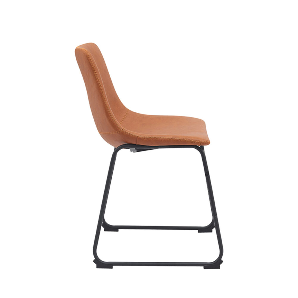LABEL51 Eetkamerstoel Risto - Cognac - PU-Leder - Black Frame