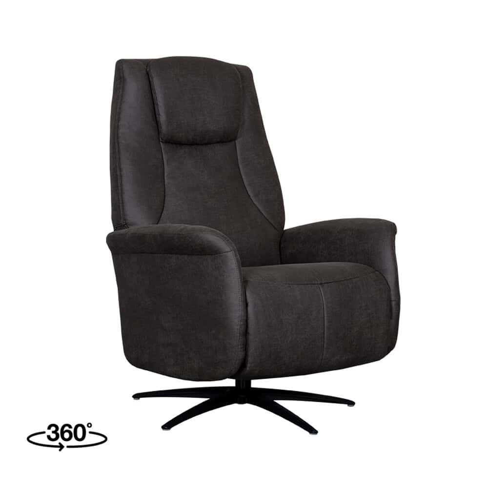 Comfortabele zwarte draaibare fauteuil met modern design en stevige wielen - perfect voor elke woonkamer of kantoor.