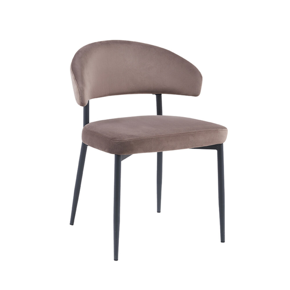 LABEL51 Eetkamerstoel Bliss - Taupe - Fluweel - Black Frame