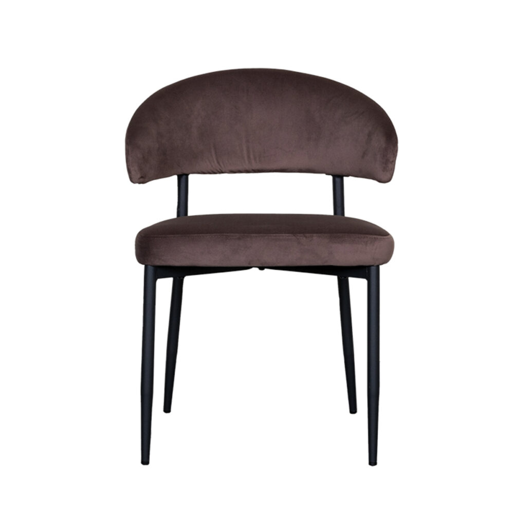 LABEL51 Eetkamerstoel Bliss - Taupe - Fluweel - Black Frame