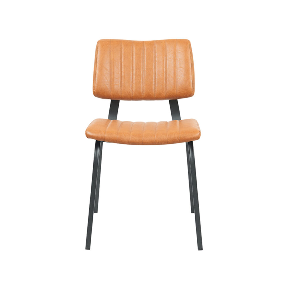 LABEL51 Eetkamerstoel Gusto - Cognac - PU-Leder - Black Frame