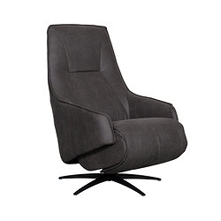 Lederen draaifauteuil in donkergrijze kleur met gestoffeerde rugleuning en moderne uitstraling, ontworpen voor comfort en stijl.