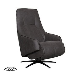 Comfortabele moderne fauteuil van Mokana Meubelen, verstelbare rugleuning en draaibaar onderstel, perfect voor een stijlvolle woonkamer.