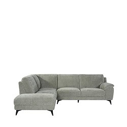 Elegante hoekbank van Mokana Meubelen in lichtgrijze stof, perfect voor moderne woonkamers en gezellige zithoeken.