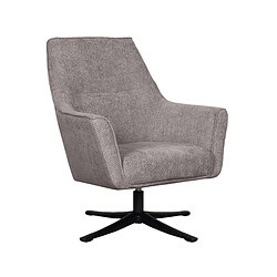 Modern fauteuil met gestoffeerde bekleding en zwarte onderstel, perfect voor een stijlvolle en comfortabele zithoek.