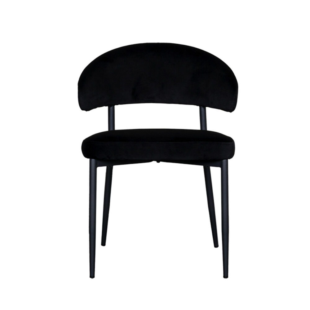 LABEL51 Eetkamerstoel Bliss - Zwart - Fluweel - Black Frame