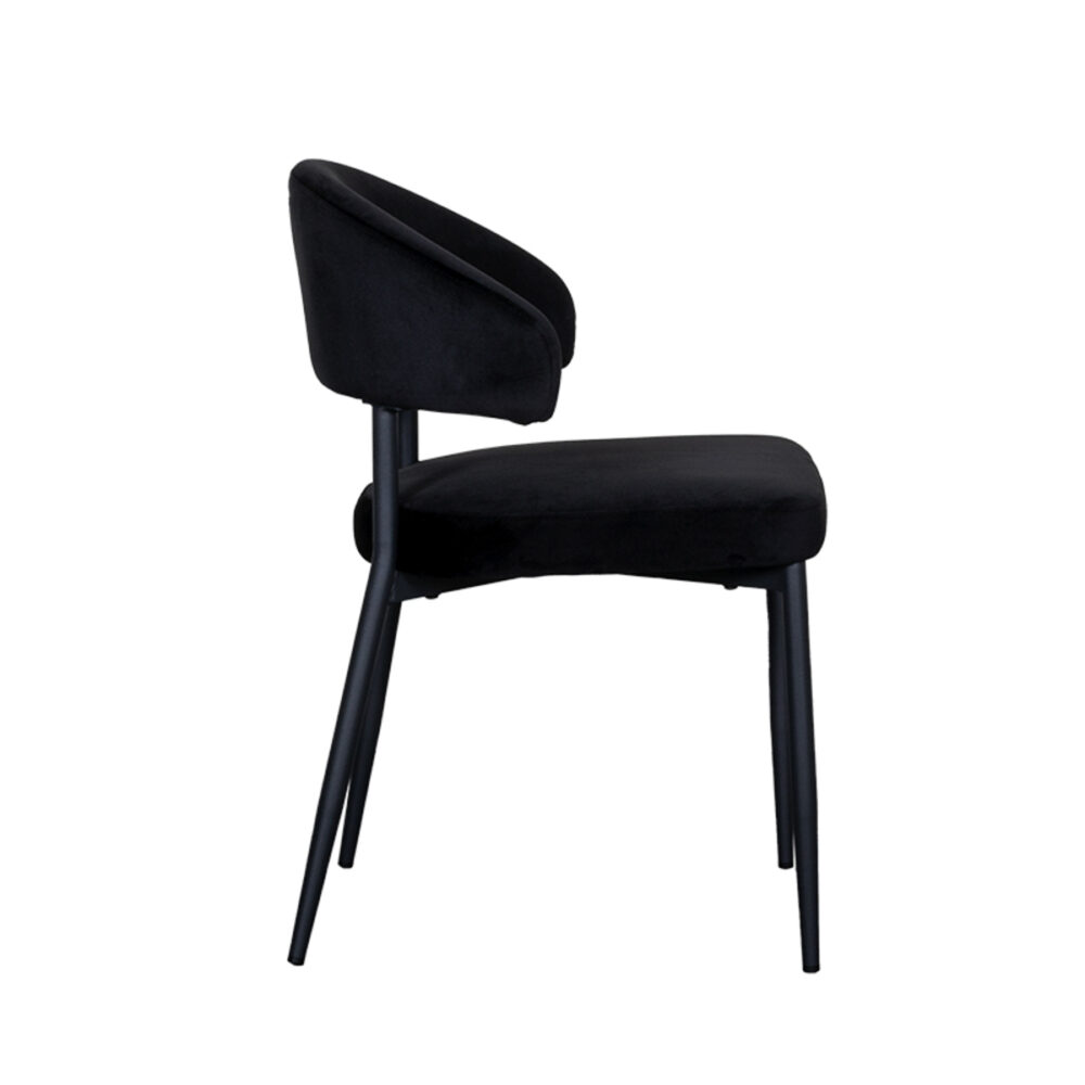 LABEL51 Eetkamerstoel Bliss - Zwart - Fluweel - Black Frame