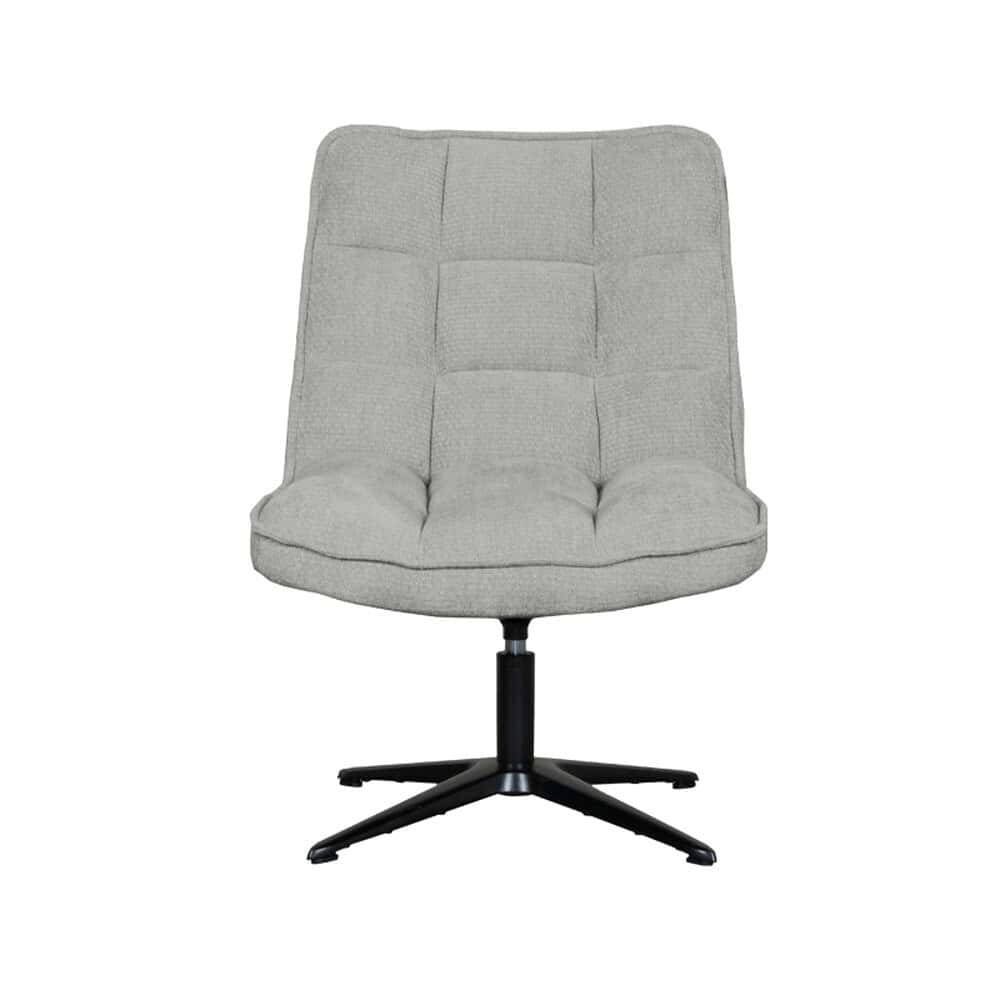 Zweefstoel met stoffen bekleding en zwart onderstel, modern design ideaal voor thuis of kantoor, comfortabele ergonomische fauteuil van Mokana Meubelen.