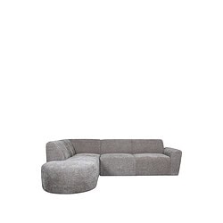 Zitbank met hoekdesign in zachte grijze stof, modern meubelstuk voor de woonkamer. Perfect voor comfortabel loungen en stijlvolle interieurafwerking. Mokana Meubelen biedt op maat gemaakte zithoeken.