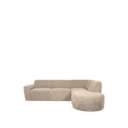 Zachte beige L-shape bank met comfortabel zitcomfort, perfect voor moderne woonkamermeubels.