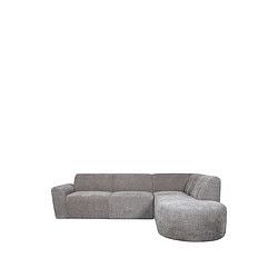 Comfortabele moderne hoekbank in grijze stof, perfect voor een stijlvolle en gezellige woonkamer. Op maat gemaakt door Mokana Meubelen, ideaal voor loungen en ontspannen.