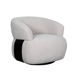 Modern elegante fauteuil met zachte crèmekleurige bekleding en opvallende zwart accent, perfect voor een stijlvolle woonkamer of lounge.