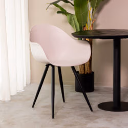 LABEL51 Eetkamerstoel Luca - Zand - Kunststof - Black Frame