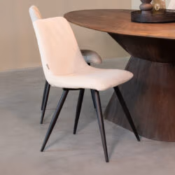 LABEL51 Eetkamerstoel Jep - Ivory - Teddy - Black Frame