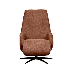 Knusse fauteuil met stoffen bekleding en moderne zwarte poots, perfect voor gezellige zithoek of lounge in elk interieur.