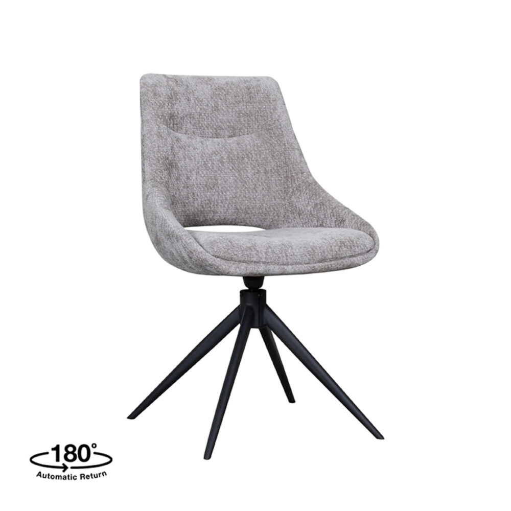 LABEL51 Eetkamerstoel Marlow - Stone - Elite - Black Frame