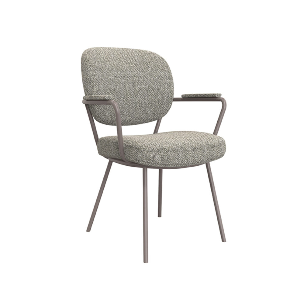 LABEL51 Eetkamerstoel Lausanne - Truffel grijs - Boucle - Bronze Frame