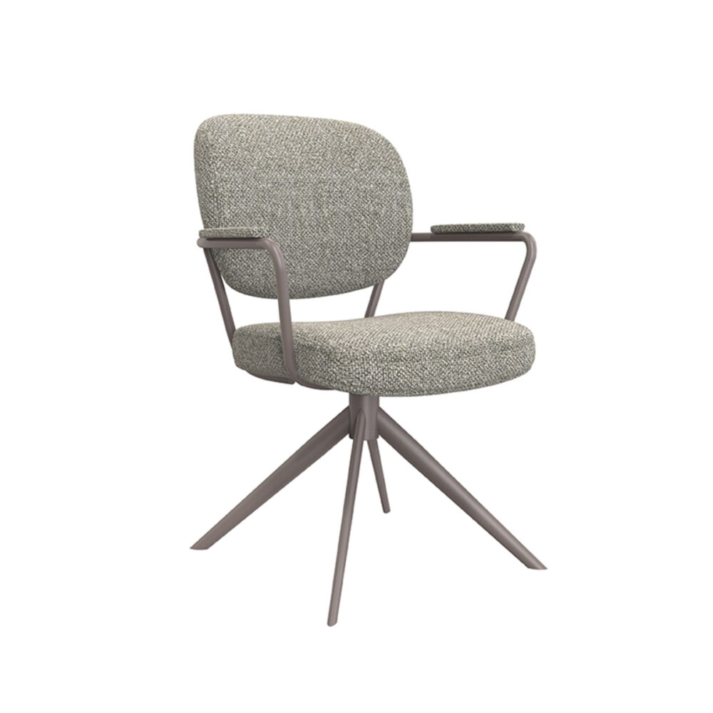 LABEL51 Eetkamerstoel Basel - Truffel grijs - Boucle - Bronze Frame