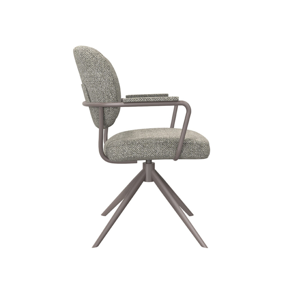 LABEL51 Eetkamerstoel Basel - Truffel grijs - Boucle - Bronze Frame