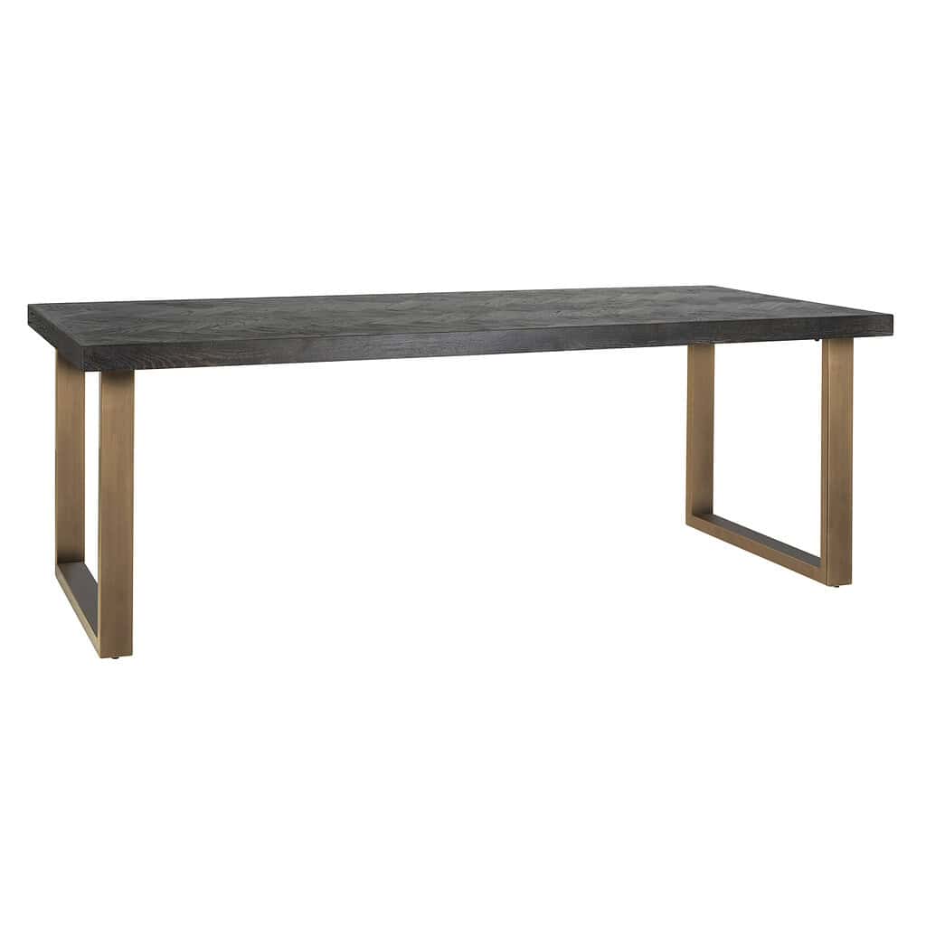 Unieke eettafel van massief hout met metalen underframe, modern design, perfect voor een eigentijdse eetkamer, vervaardigd door Mokana Meubelen.