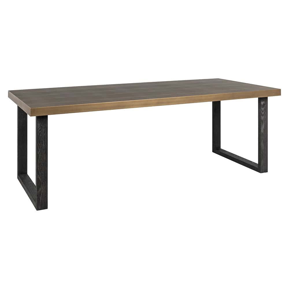 Rustieke houten eettafel met zwart metalen onderstel, modern industrieel design, perfect voor eetkamers & keukens, hoogwaardige meubelstukken, maatwerk mogelijk.