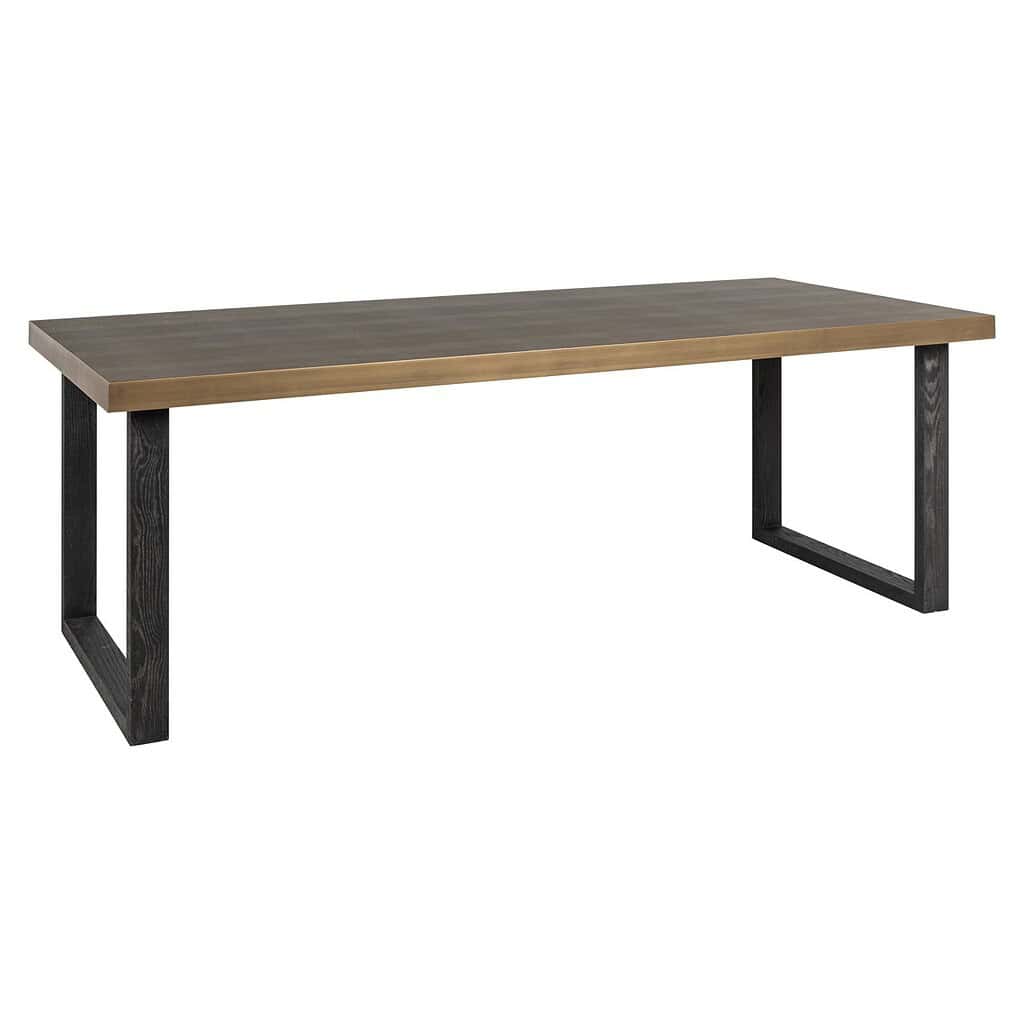 Rustieke houten eettafel met zwart metalen onderstel, modern industrieel design, perfect voor eetkamers & keukens, hoogwaardige meubelstukken, maatwerk mogelijk.